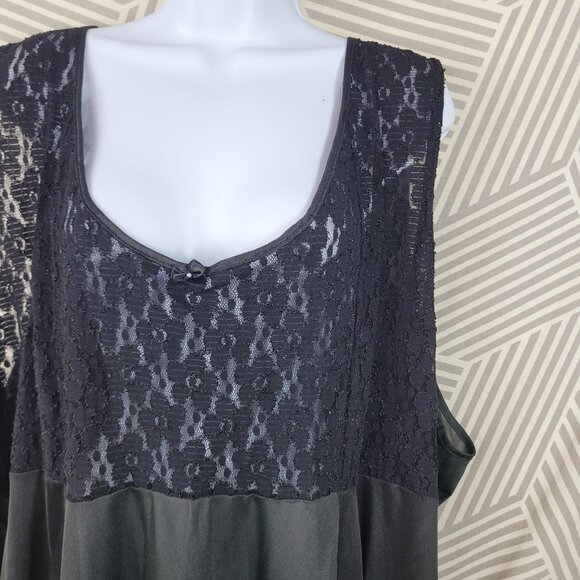 Vtg Sexy Nightgown Slip Plus 4X 5X Lingerie Dress Black Lace Long Midi Stretch - Picture 3 of 5